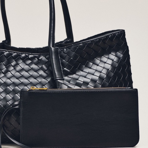 Woven Faux Leather Tote Bag - Picture 2 of 2